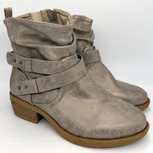 Torrid Taupe Metallic Grey Ankle Boots - Size 8